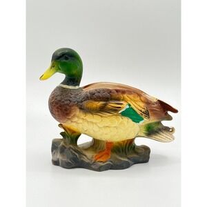Vintage Mallard Duck Ceramic‎ Planter Collectible Green Brow